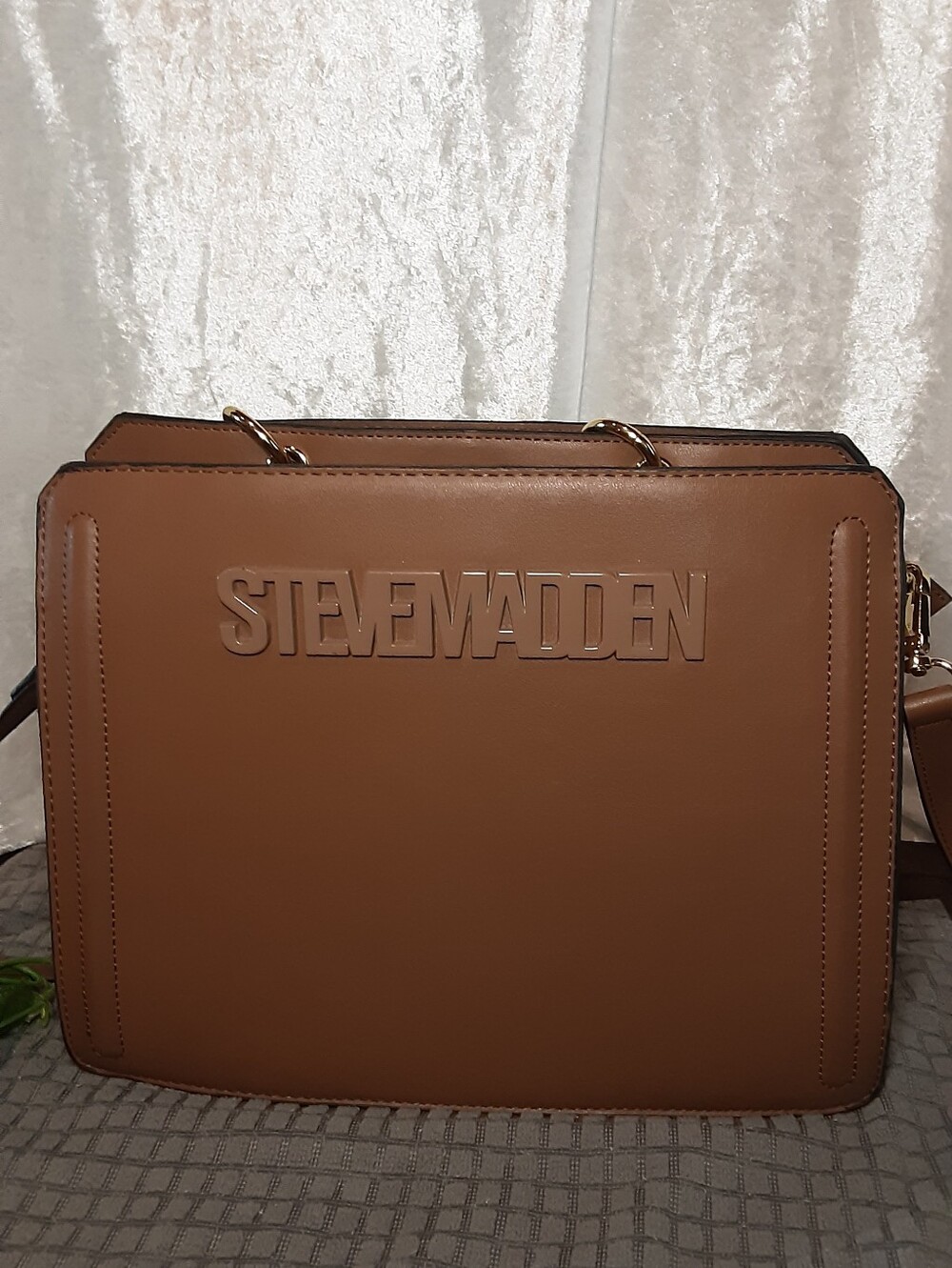Steve Madden Brown Structured Messenger Bag